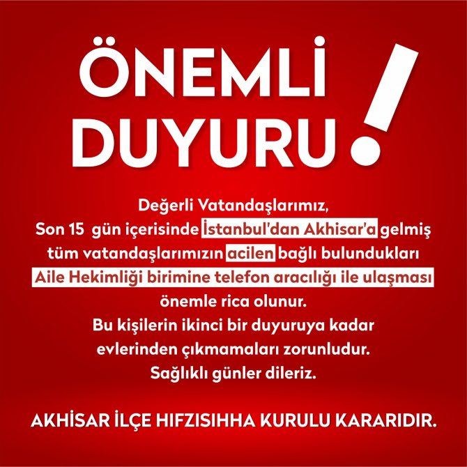 Belediye Akhisar'a gelenleri uyardı