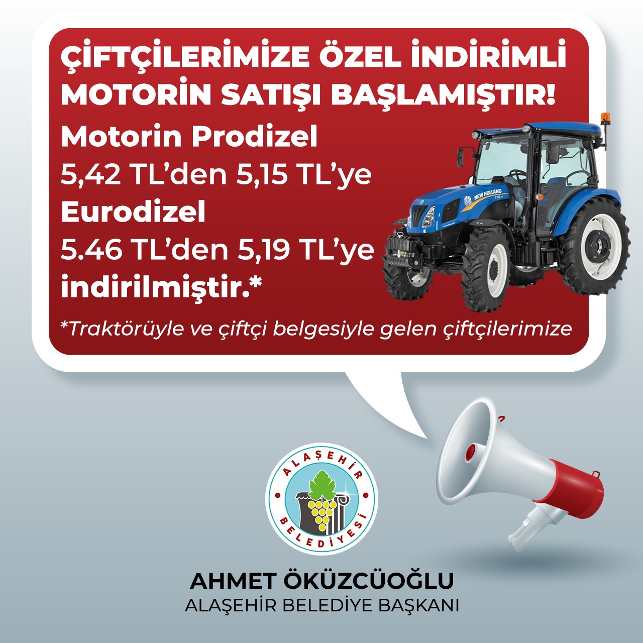 Çiftçilere özel indirimli mazot satışı