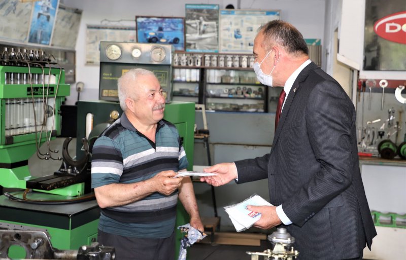 Başkan Akın'dan Sanayi Esnafına Maske Desteği