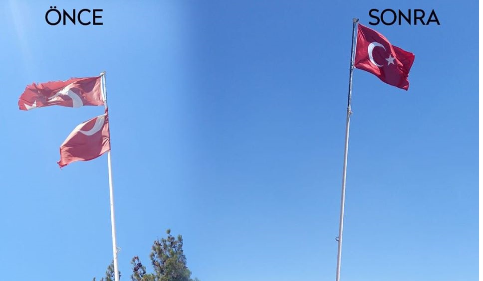 Bayraklar yenileriy değiştirildi