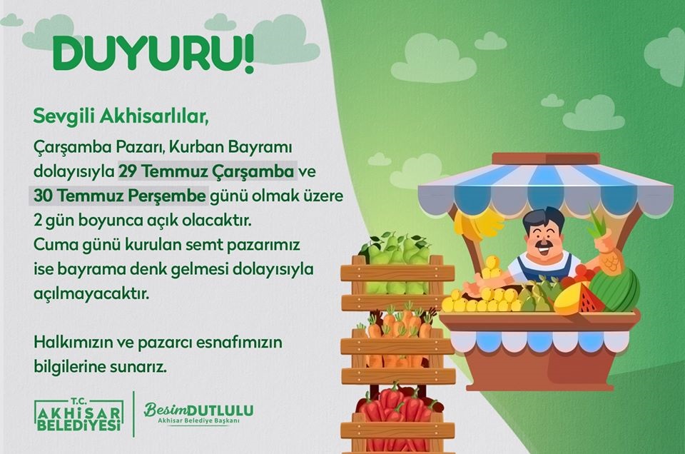 Belediyeden çarşamba pazarı açıklaması