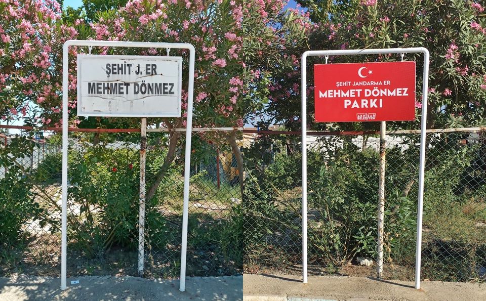 Şehitlerin çürüyen tabelaları ayyıldızlı tabelalarla değişti