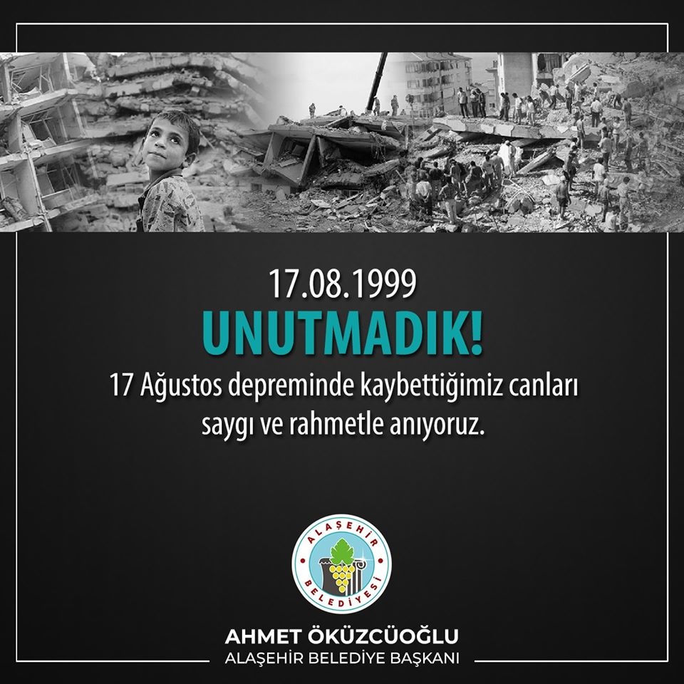 Alaşehir Belediyesinde 17 ağustos mesajı
