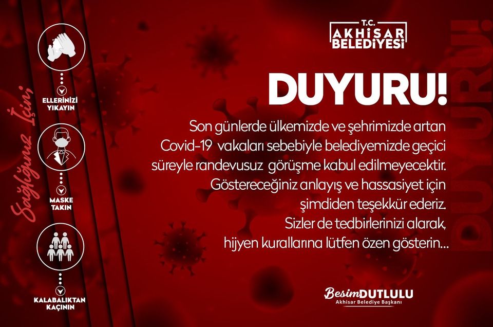 Akhisar belediyesinden duyuru