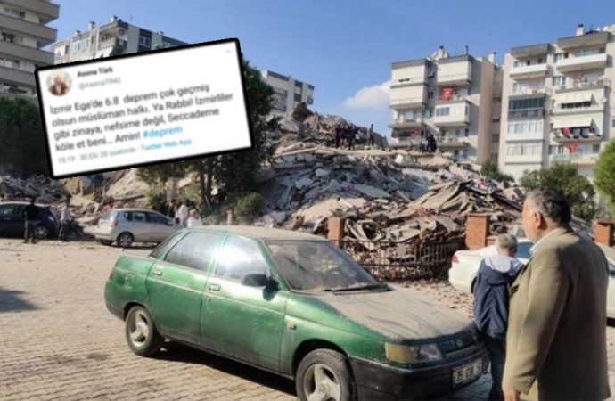 İzmir'deki depremin ardından atılan iğrenç mesaja tepki yağdı