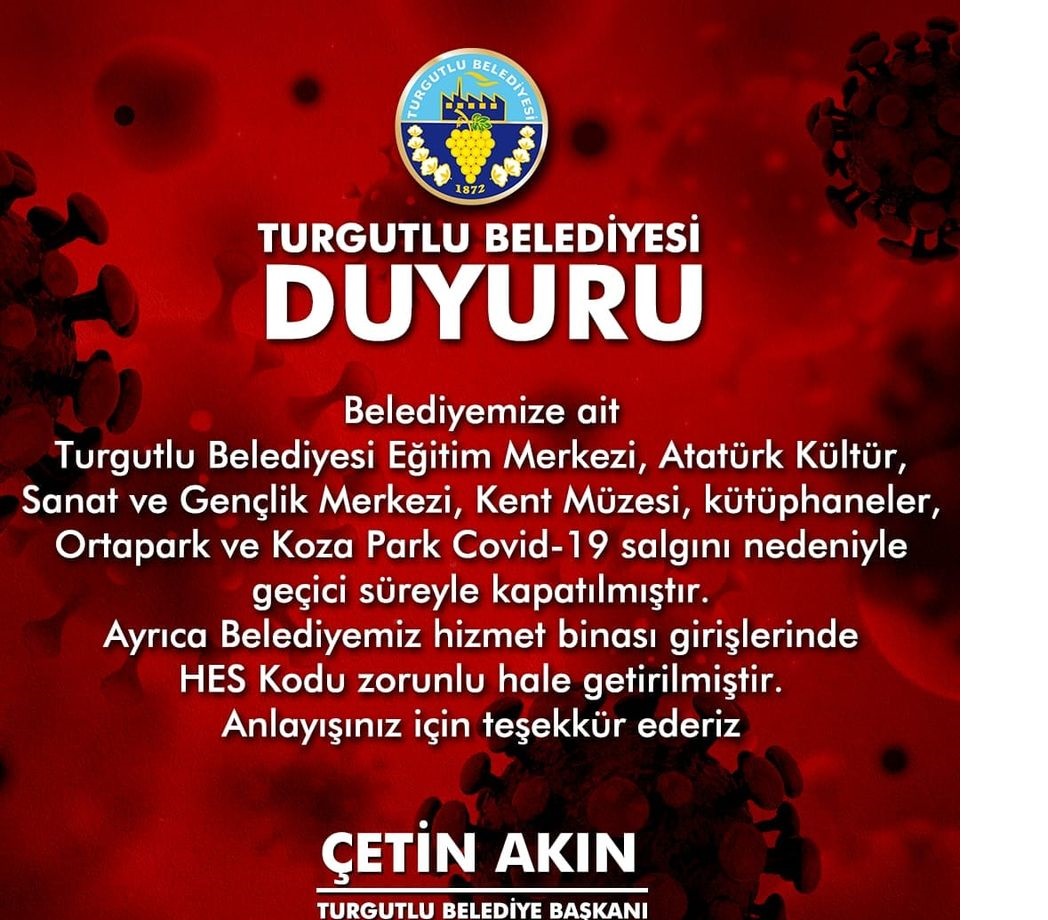 Turgutlu belediyesinden duyuru
