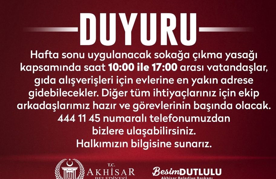 Akhisar belediyesinden duyuru
