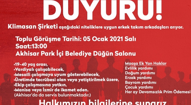 Akhisar belediyesinden duyuru