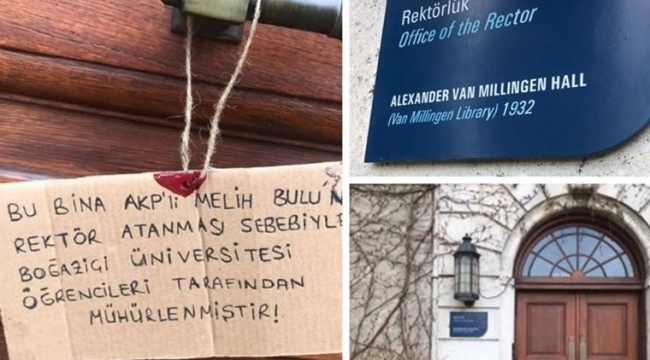 Boğaziçin'den 'mühürleme' eylemiyle rektör protesto edildi