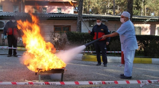 Kula'da hastanede yangın tatbikatı