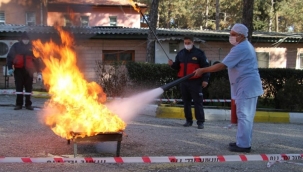 Kula'da hastanede yangın tatbikatı