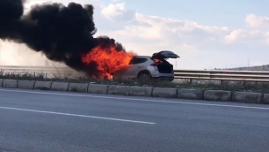 Otomobil alev-alev yandı