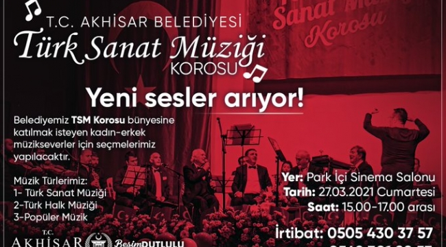 Akhisar Belediyesi Türk Sanat Müziği Korosu'na yeni sesler arıyor
