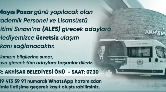Sınava gireceklere ücretsiz servis