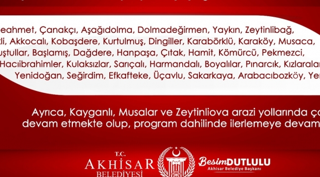 Akhisar Belediyesi bir ayda 39 arazi yolunu tamamladı