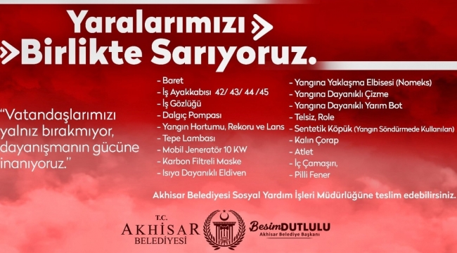 Akhisar Belediyesinde yangın bölgelerine yardım kampanyası