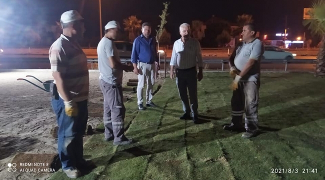 Saruhanlı Belediye Başkanı Bilgin, peyzaj çalışmalarına katıldı