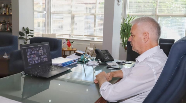 Video konferans toplantısına başkan Bilgin'de katıldı