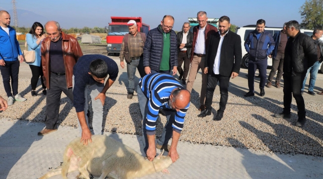 Yol sorununu bitiren başkanı esnaflar kurban keserek karşıladı