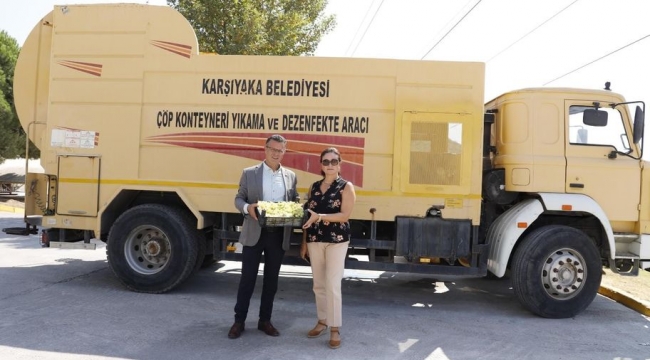 Hibe çöp konteynerleri yıkama ve dezenfekte araç Alaşehir'de