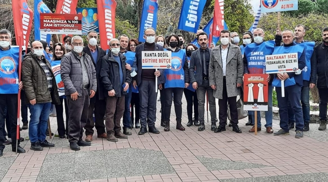 Eğitim-iş eylemine başkan Akın'da destek verdi