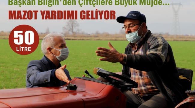Saruhanlı Belediyesi çiftçilere 50 Litre Mazot yardımı