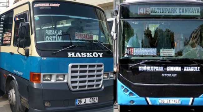 Ankara'da halk otobüsleri ve minibüsler kontak kapattı