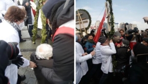 Taksim anıtına çelenk bırakmak isteyen hekimlere polis engeli