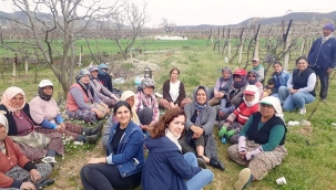 CHP'li kadınlar bağda çalışan üretici kadınları ziyaret etti