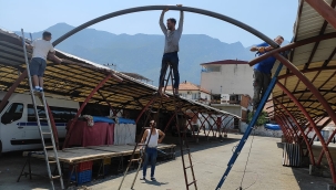 Nurlupınar pazaryeri kapatma çalışmaları başladı