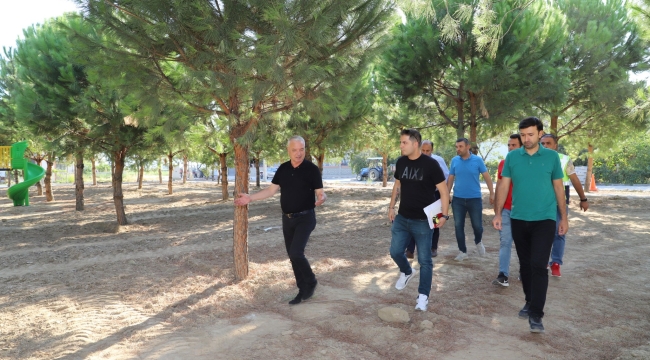 Saruhanlı 19 mayıs parkında yapım çalışmaları sürüyor