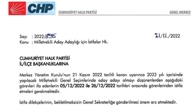 CHP'den il ve ilçe başkanlarına istifa çağrısı 