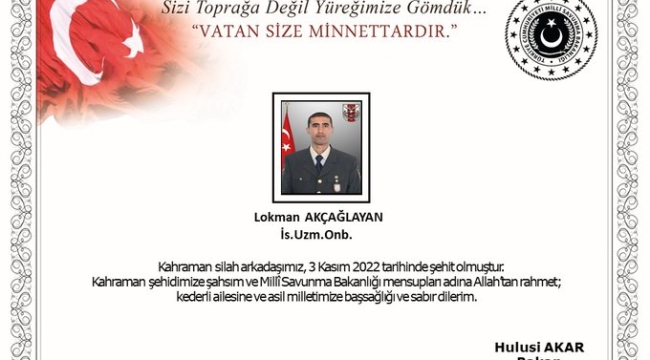 Pençe-Kilit operasyonu bir asker şehit oldu