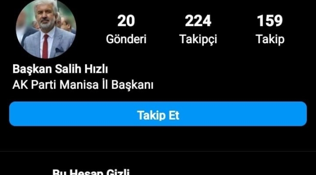 AKP il başkanı Hızlı'dan adına açılan sahte hesaba itibar etmeyin çağrısı