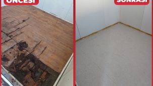 Tamir edilen konteynerler deprem bölgesinde