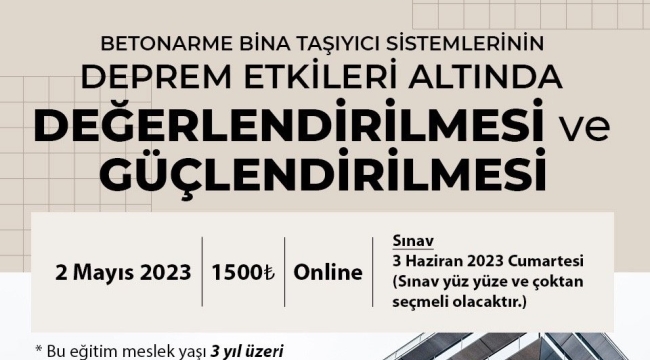 Betonarme binaların taşıyıcı sistemlerin deprem etkileri kursu