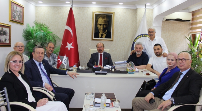 CHP'liler MESO başkanı Akyüz'ü ziyaret etti