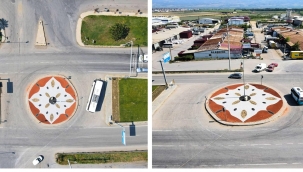 Alaşehir'de yenilenen borsa kavşağı