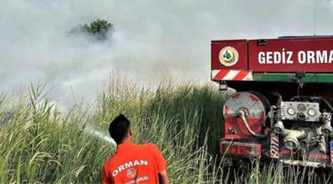 Gediz'de buğday ekili tarla zarar gördü