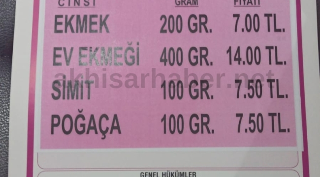 Akhisar'da ekmek 7 Tl,Soma'da 7.5 TL