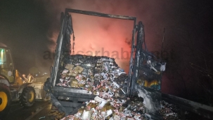 TIR'la birlikte tonlaraca çikolata da yandı