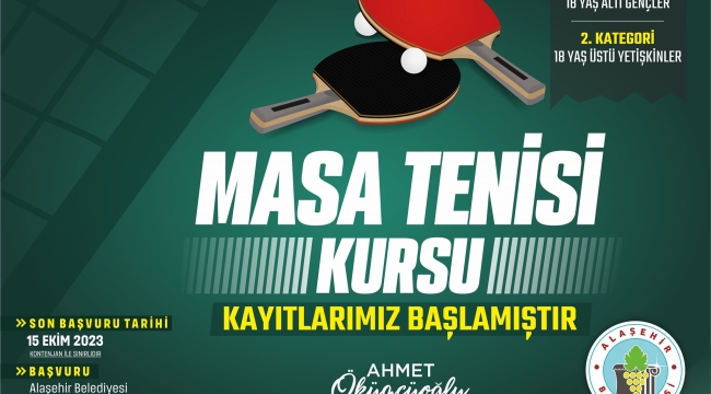 Alaşehir'de belediye masa tenisi kursu açıyor