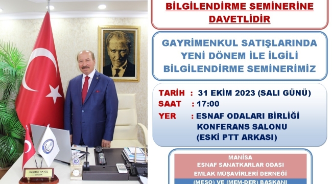 Emlakçılara seminere katılın çağrısı