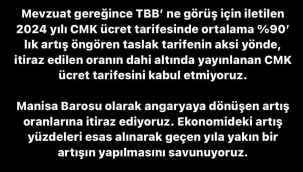 Baro CMK ücret tarifesindeki artış oranlarını kabul etmiyoruz