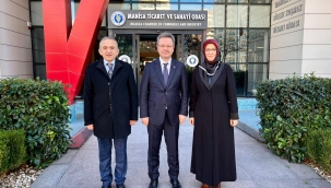 Vali Ünlü ve rektör Kibar TSO başkanı Yılmaz'ı ziyaret etti