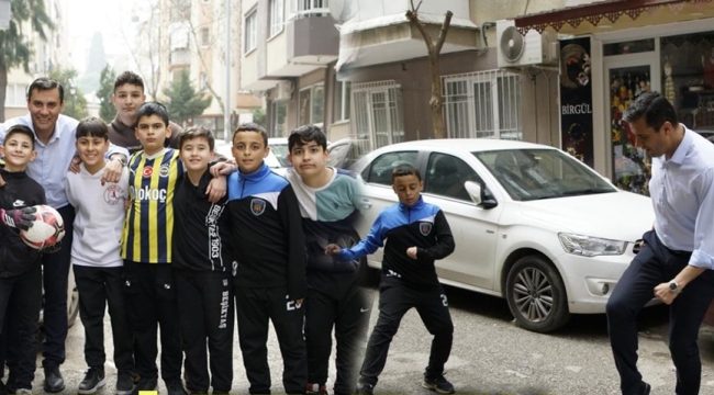 Başkan Zeyrek çoçuklarla mahallede maç