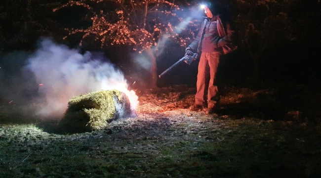 Demirci'de üreticiler zirai don nöbetinde 