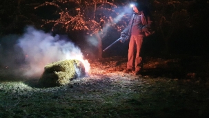 Demirci'de üreticiler zirai don nöbetinde 