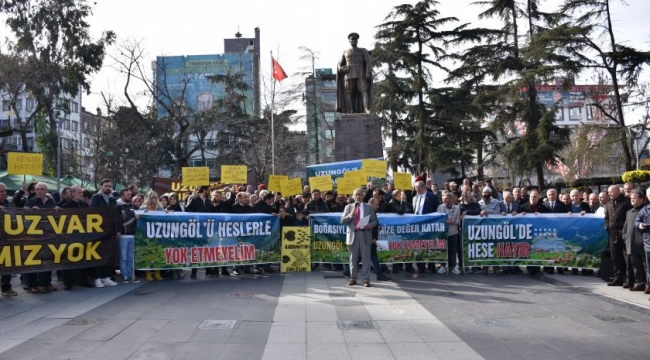 HES'e tepki gösteren vatandaşlar'Uzungöl rant alanı değil koruma alanıdır'