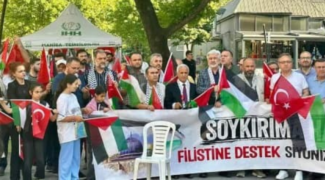 Başkan Hızlı,kısık camii önünde düzenlenen Filistin'e destek eylenine katıldı